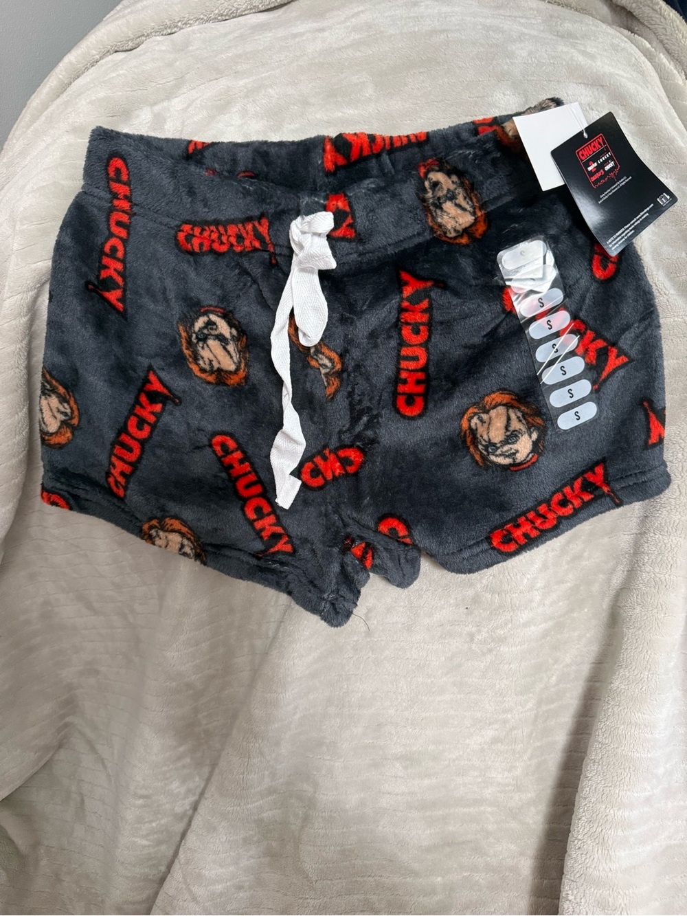 Chucky Fleece Athletic Shorts for Men - Gray with Red Logo